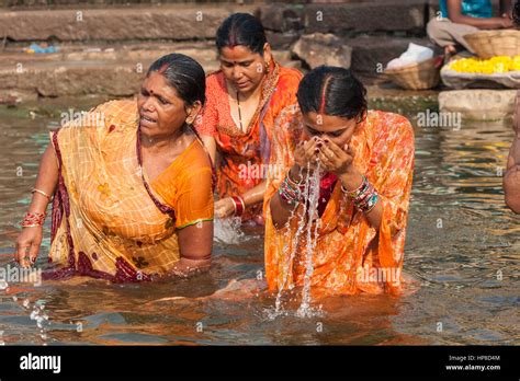 Desi Indian Holy open bath ganga snan